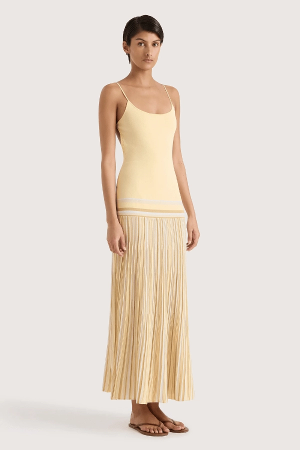Earthy Hue Citara Maxi Dress Butter Stripe