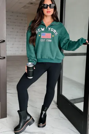 City Sights Quarter-Zip Pullover (Hunter Green) Contoured Side Panels