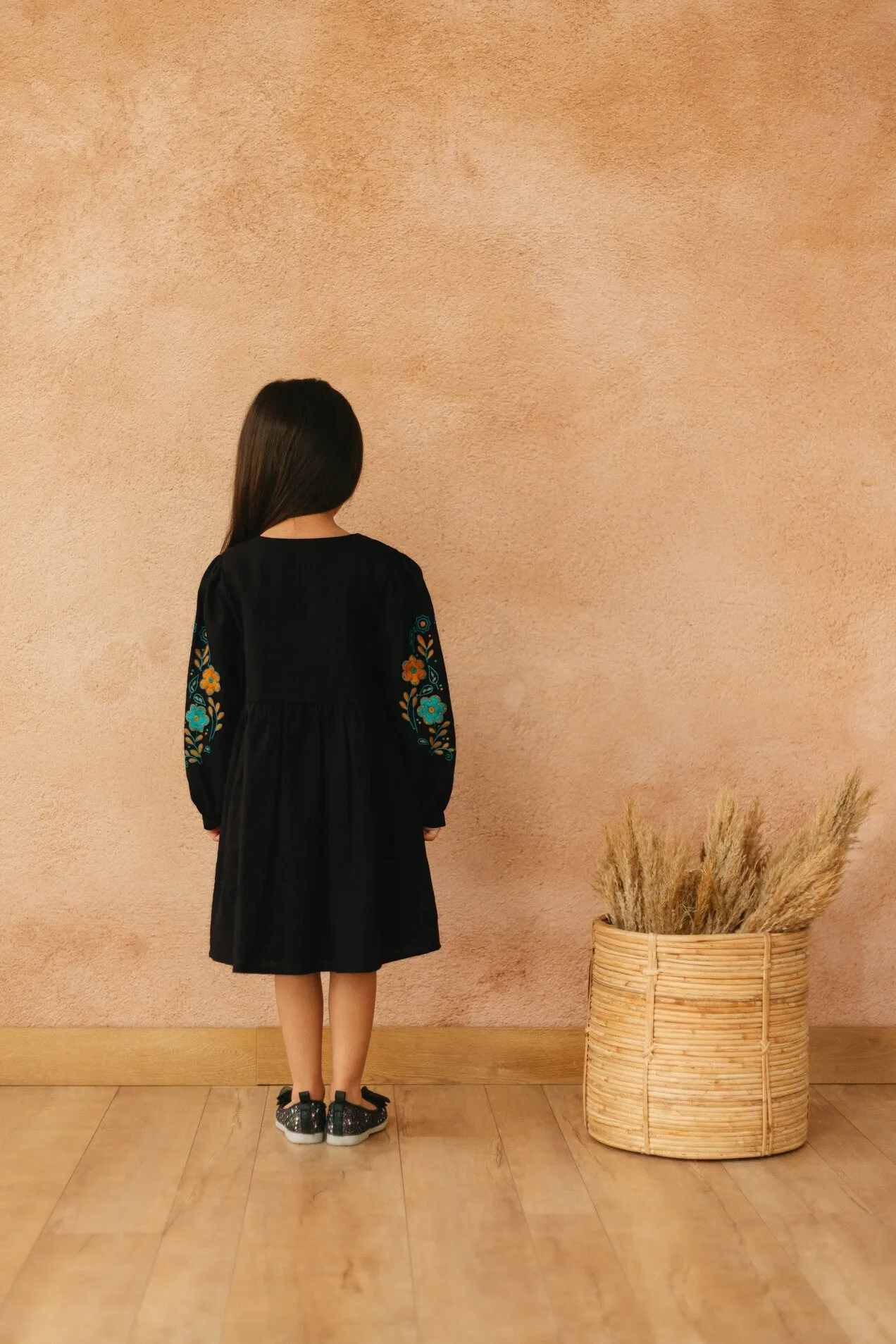 Claire Boho Beauty Girl Dress - Black Cotton Linen Dress