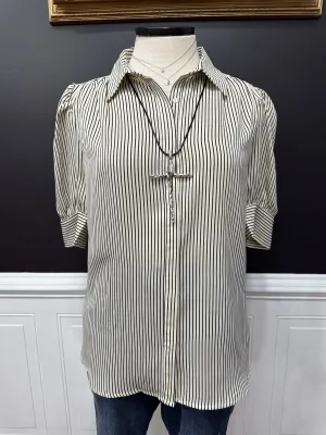 Class And Charm Striped Short Sleeve Button Down