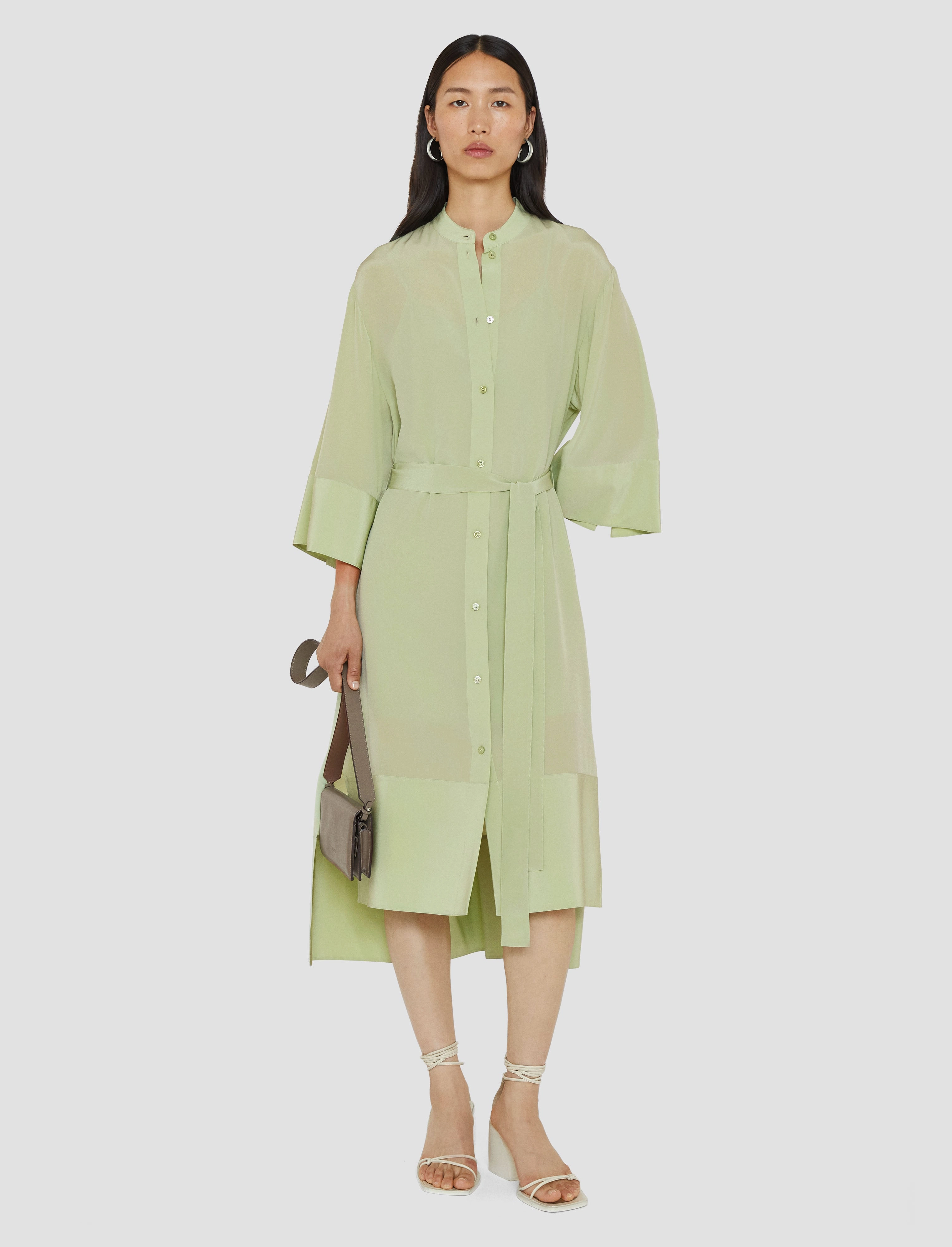 Darius Crepe de Soie Silk Dress Button-front
