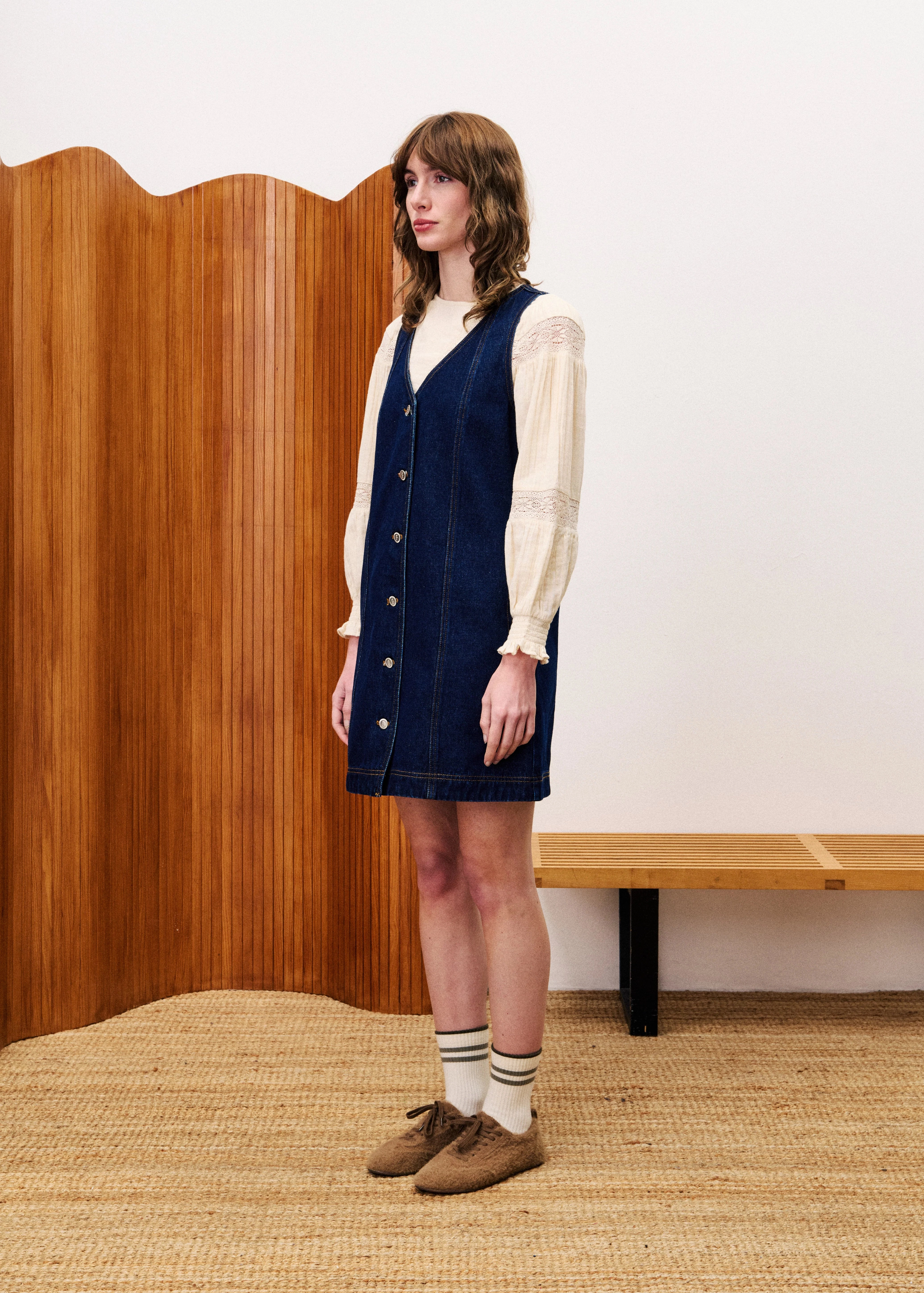 Subtle Charm Crisp Texture NALA DENIM MINI DRESS