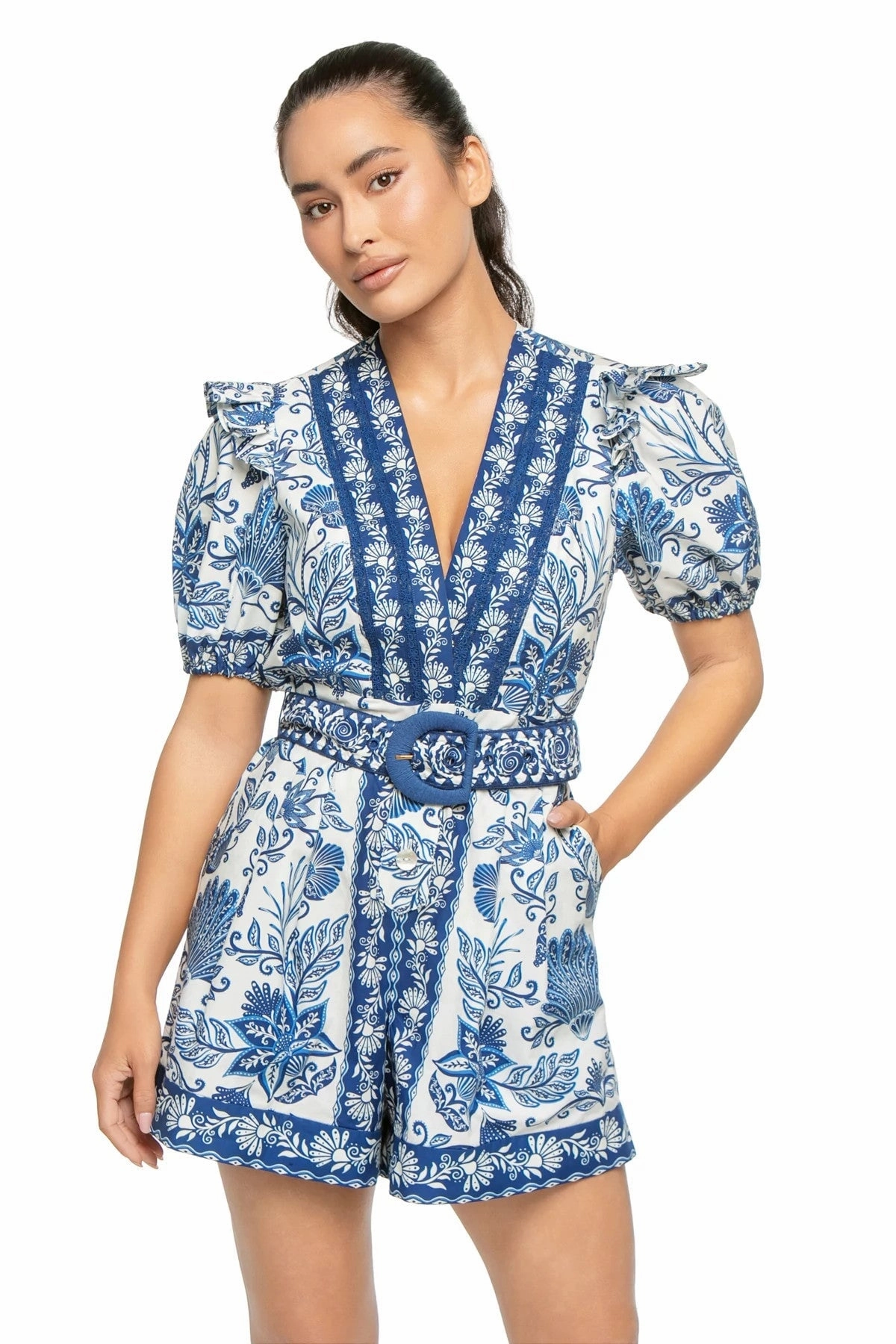 Shell Garden Romper Off-White Pocket-Detail