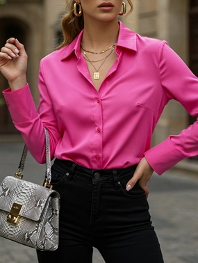 ResilientStretch Classic solid color shirt long sleeve top