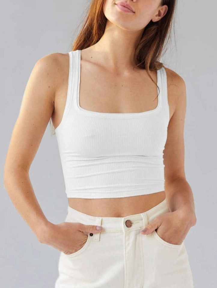 CLASSIC SOLID COLOR SHIRT TIGHTFITTING HALTER_CWTTK0293 Light material