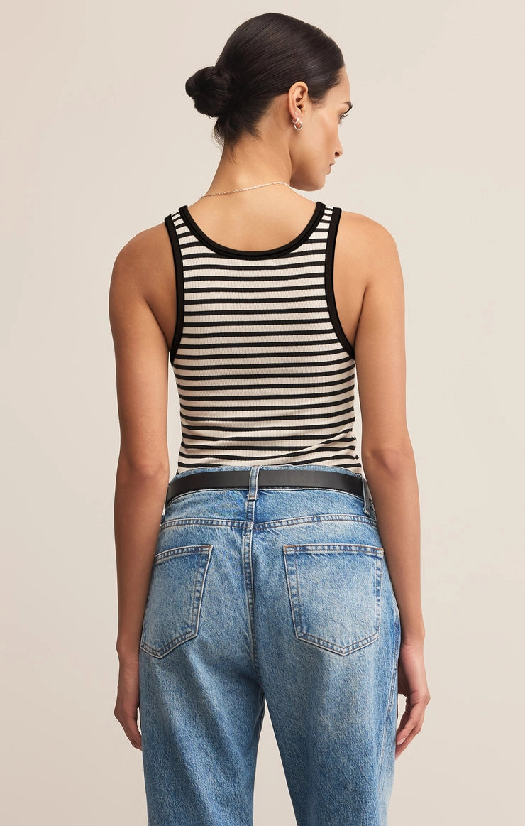 Variable Tension Adjustment Stretch Knit Fabric CLASSIC STRIPED SCOOP TANK