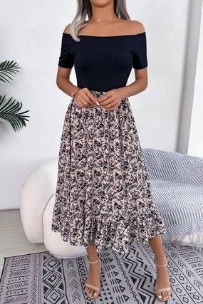 CASUAL FLORAL FLOUNCES MID LENGTH DRESS_CWDSD2506 Timeless Appeal