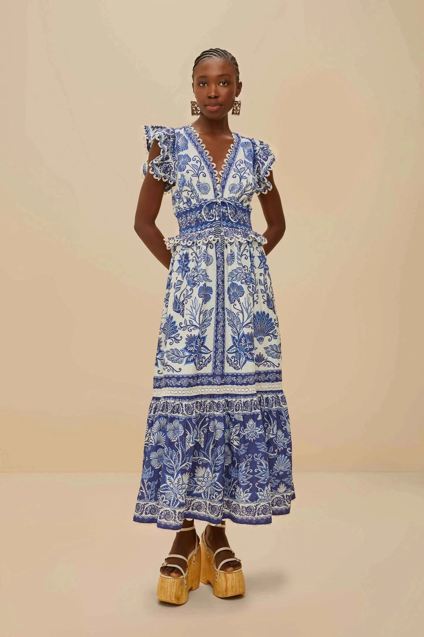 Night Vibes Fit Base Shell Garden Off-White Maxi Dress