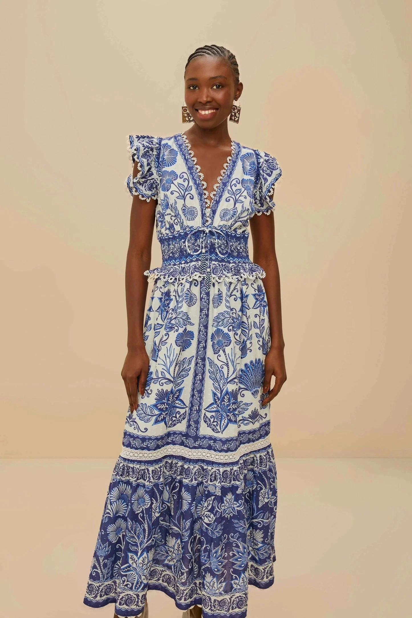 Shell Garden Off-White Maxi Dress Satin Touch