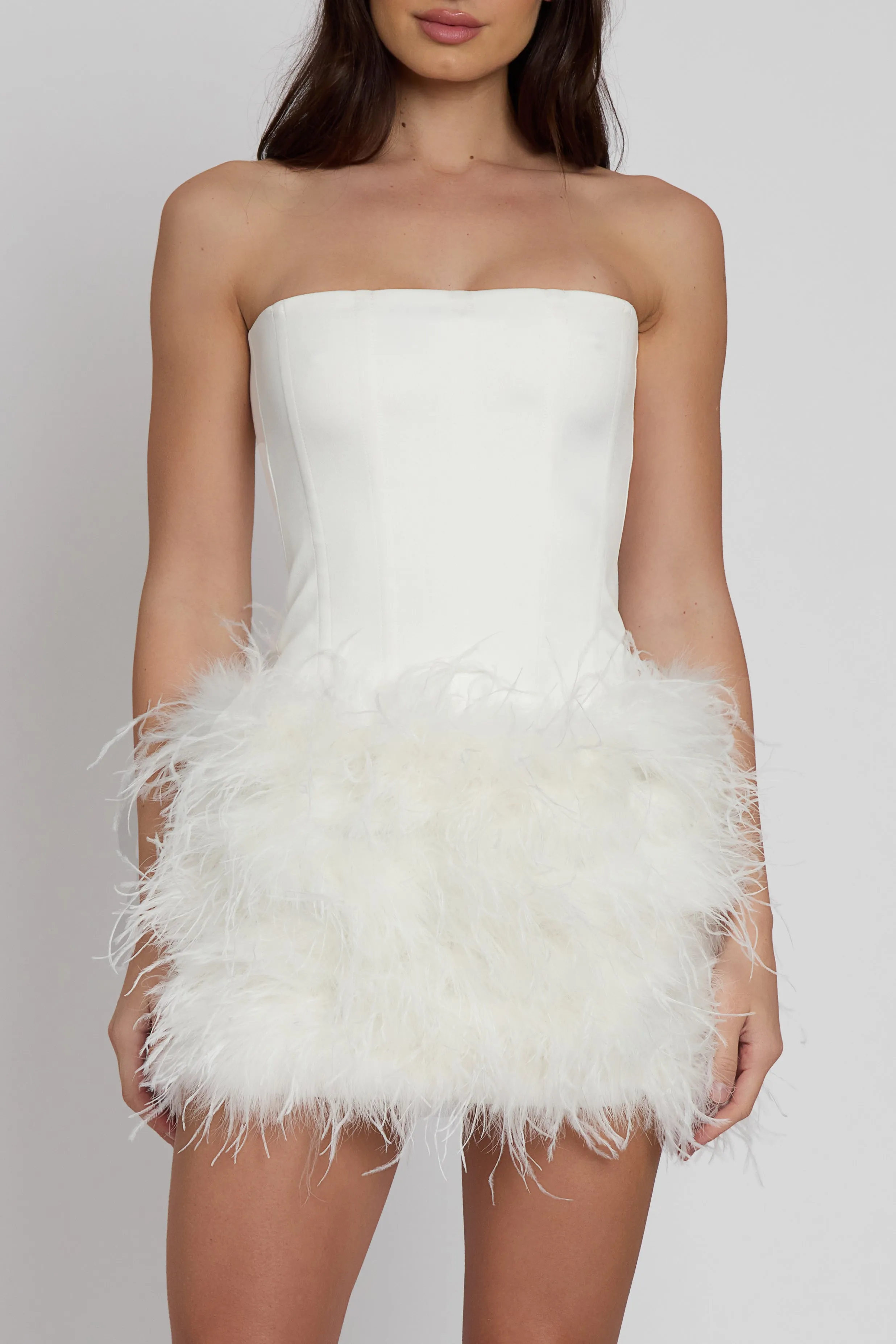 Cloud Feather Mini Skirt - White