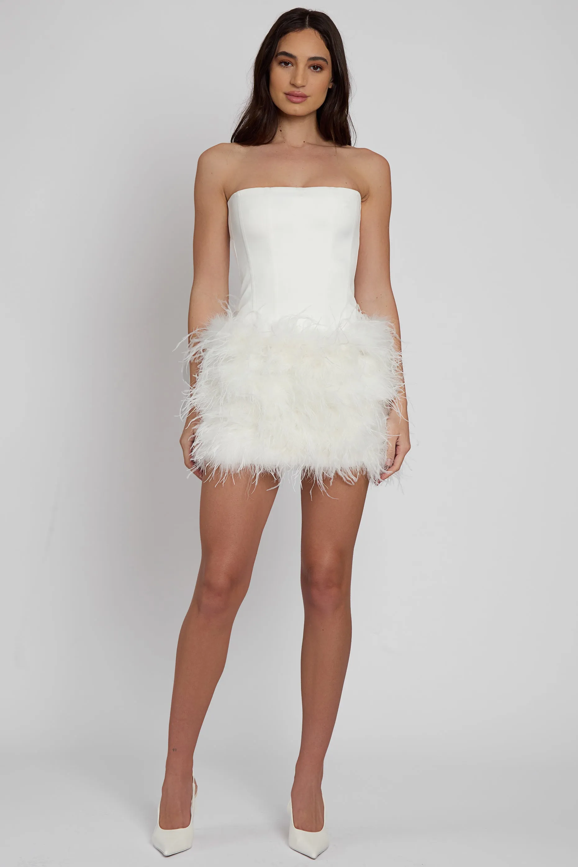 Cloud Feather Mini Skirt - White