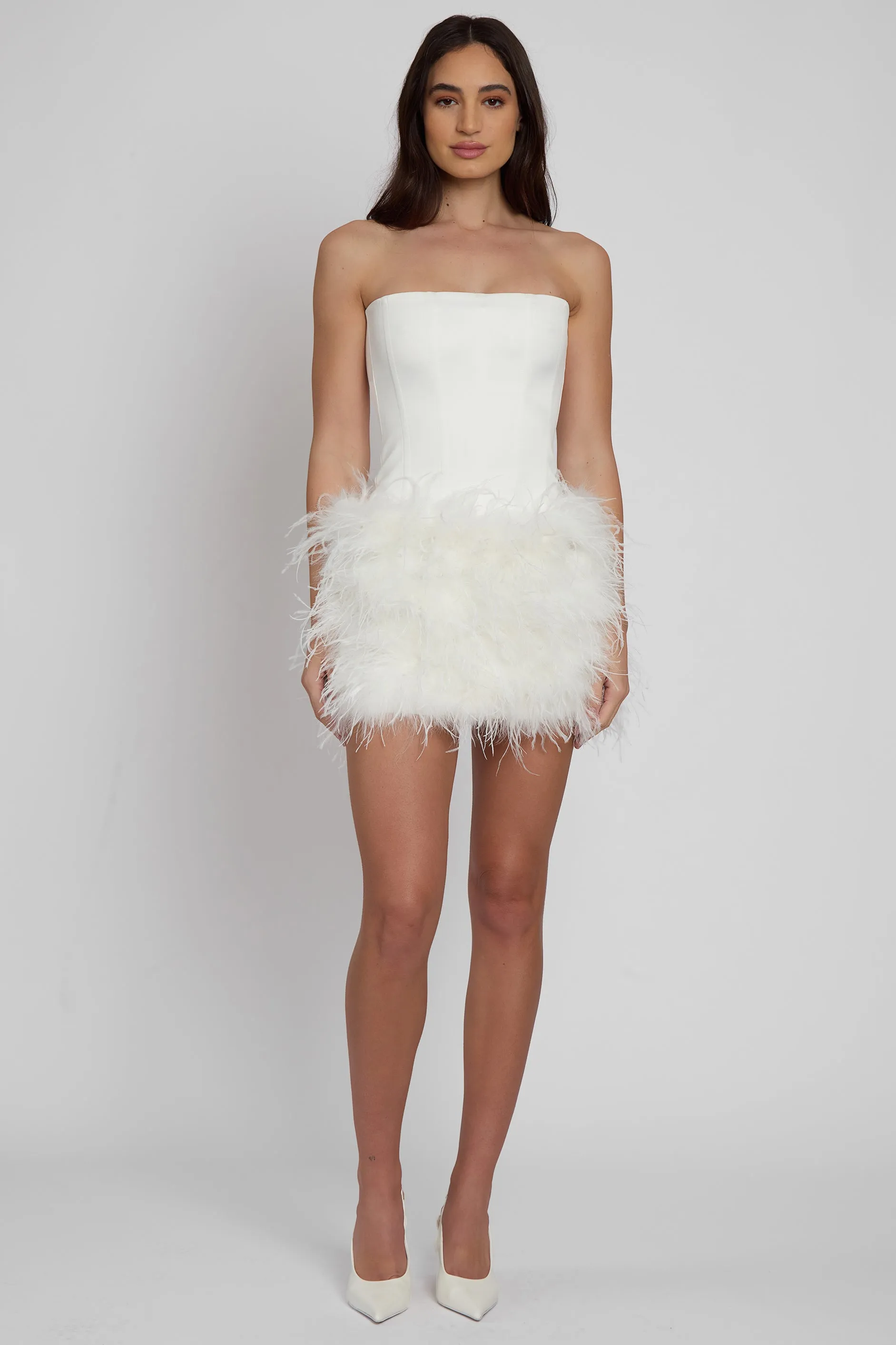 Cloud Feather Mini Skirt - White