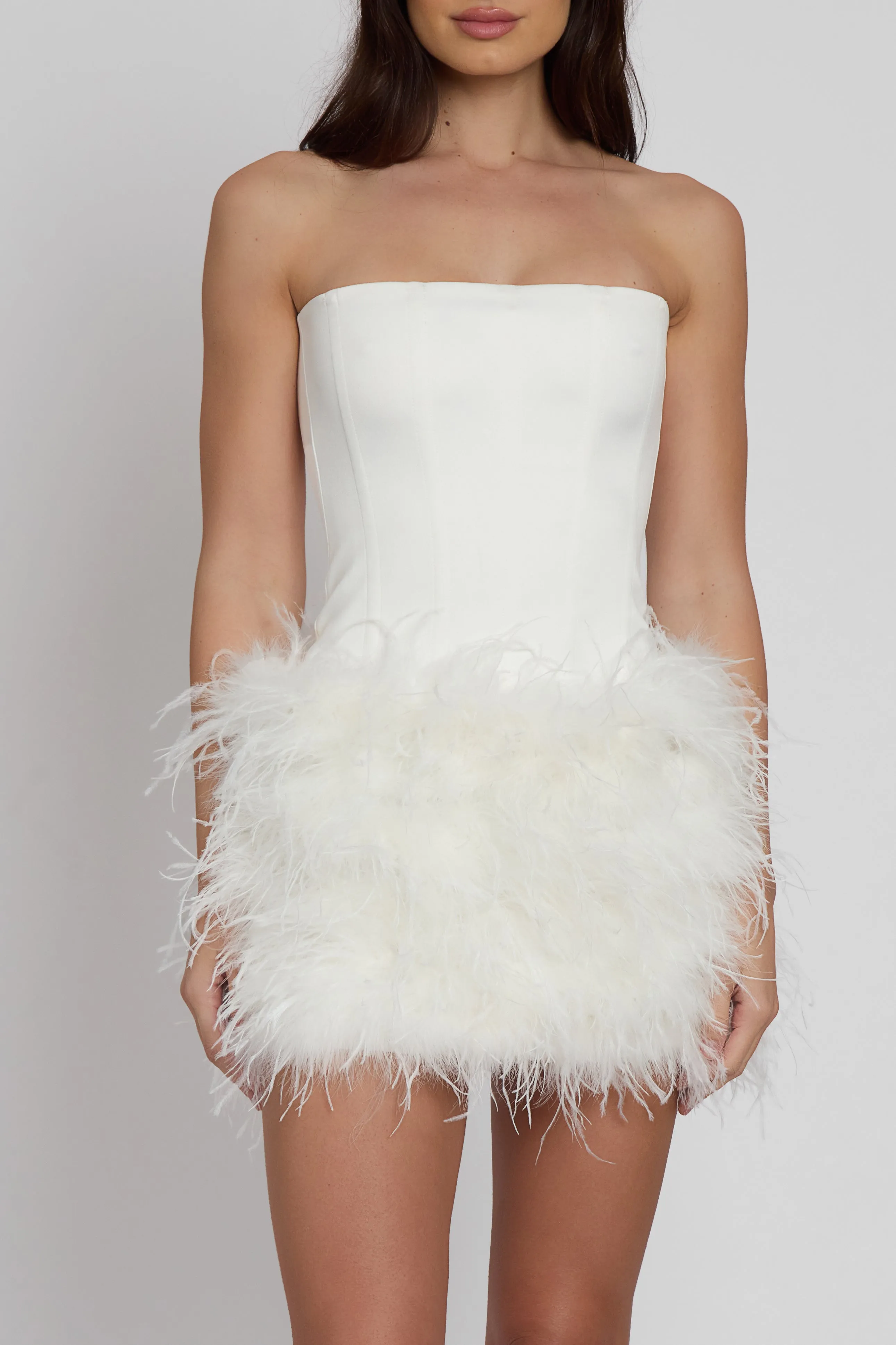 Cloud Feather Mini Skirt - White