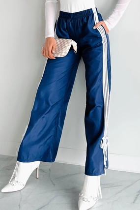 Work Flex Colby Side Stripe Ribbon Tie Track Pants (Vintage Navy)