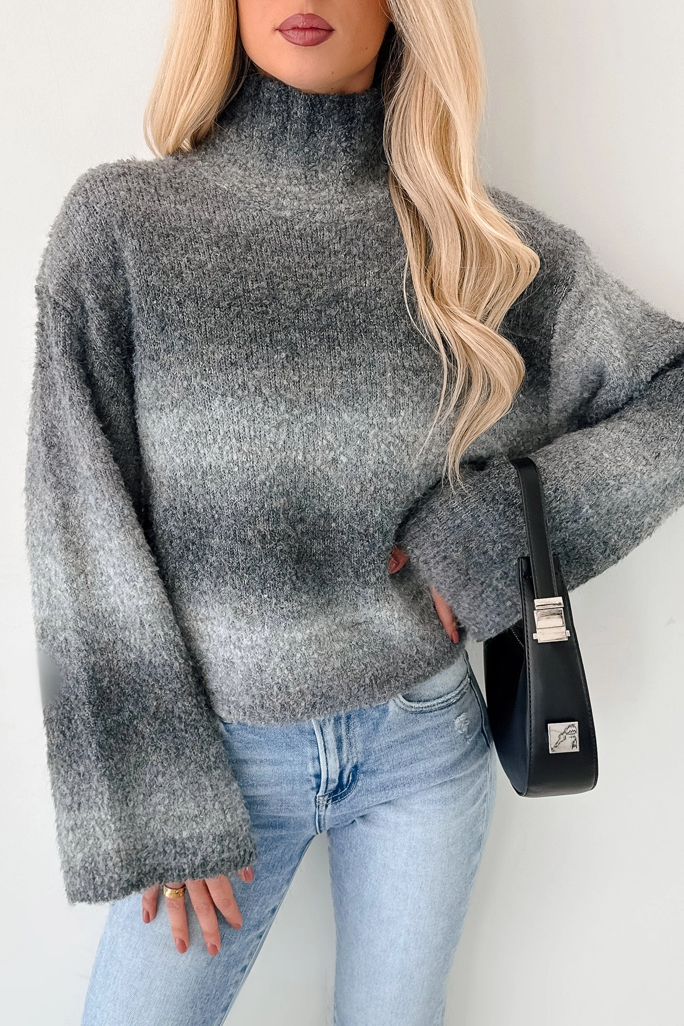 Cold News Ombre Turtleneck Sweater (Grey) Compact Jacquard Weave Temperature Control Fabric