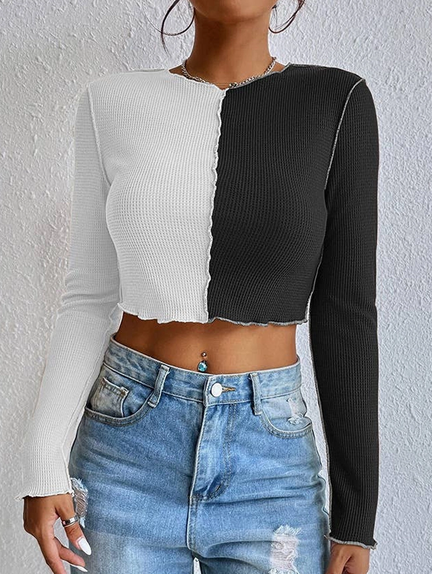 COLOR CONTRAST STITCHING STITCHING CAR TOP_CWTBLL0856 Hot Weather