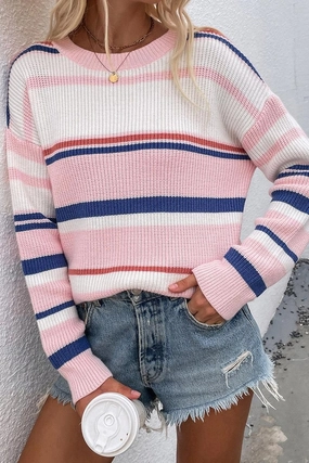 NonIrritatingSeams ROUND NECK STRIPED SWEATER
