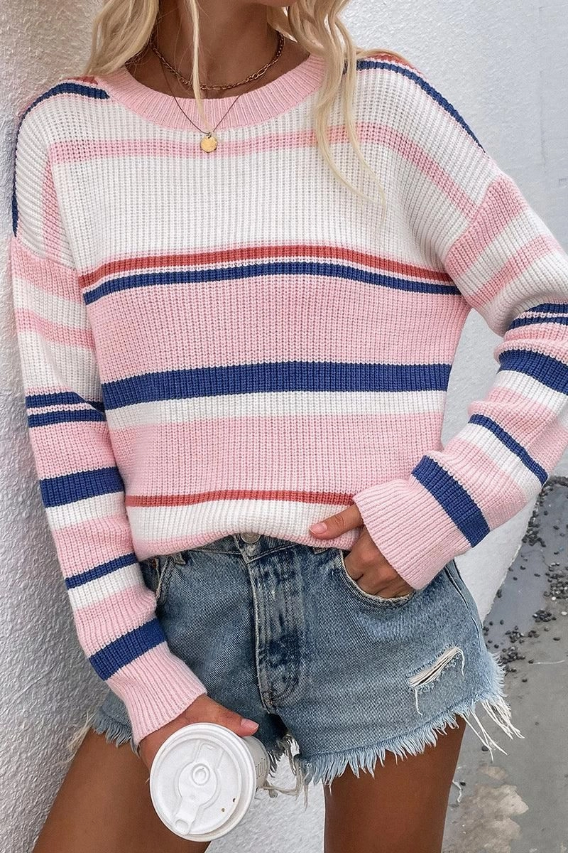 NonIrritatingSeams ROUND NECK STRIPED SWEATER