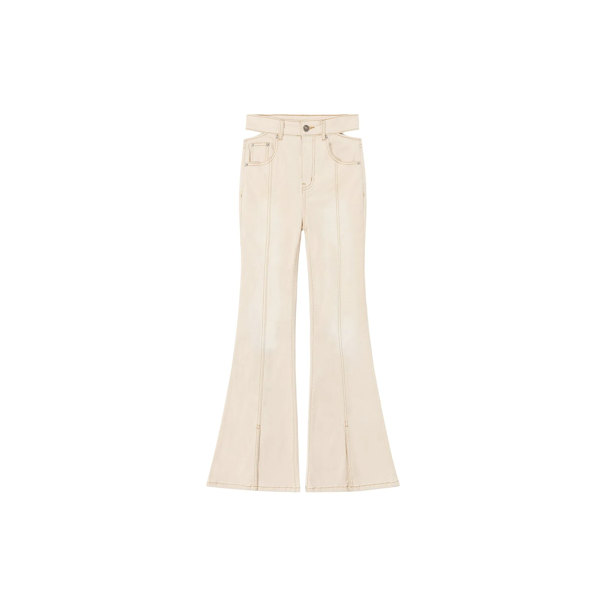 Colored Bootcut Slit Denim Jeans