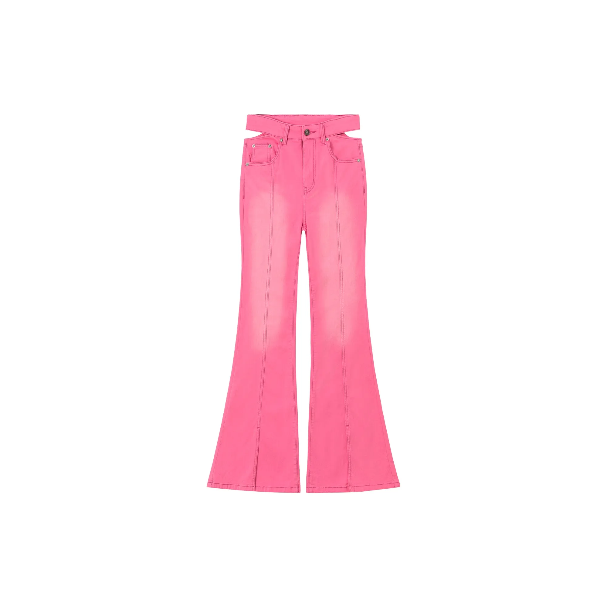 Colored Bootcut Slit Denim Jeans