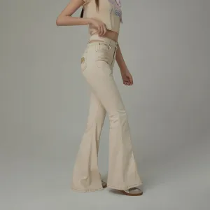 Colored Bootcut Slit Denim Jeans