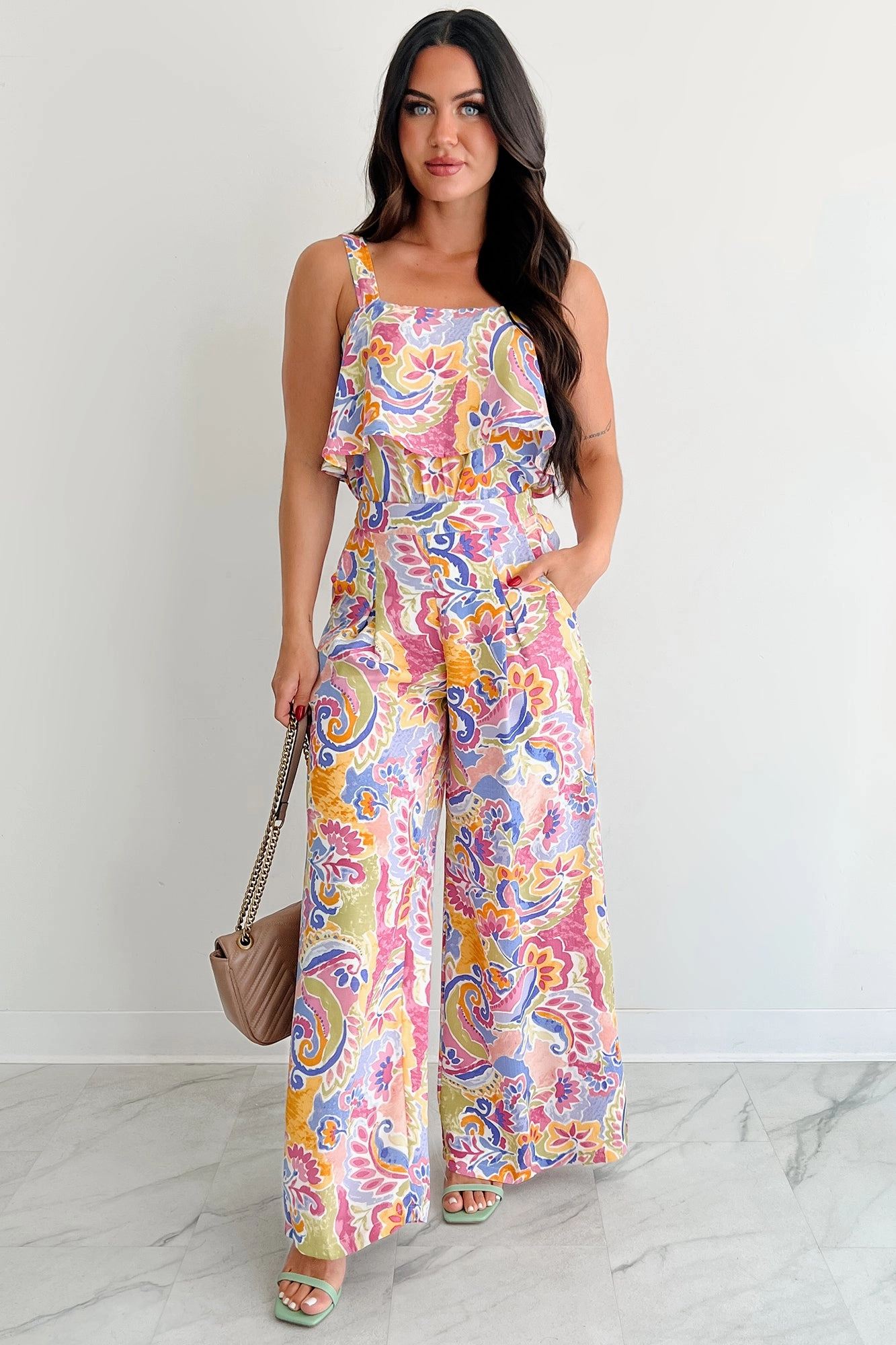 Colorful Imagination Printed Wide Leg Pants (Multi) Denim finish
