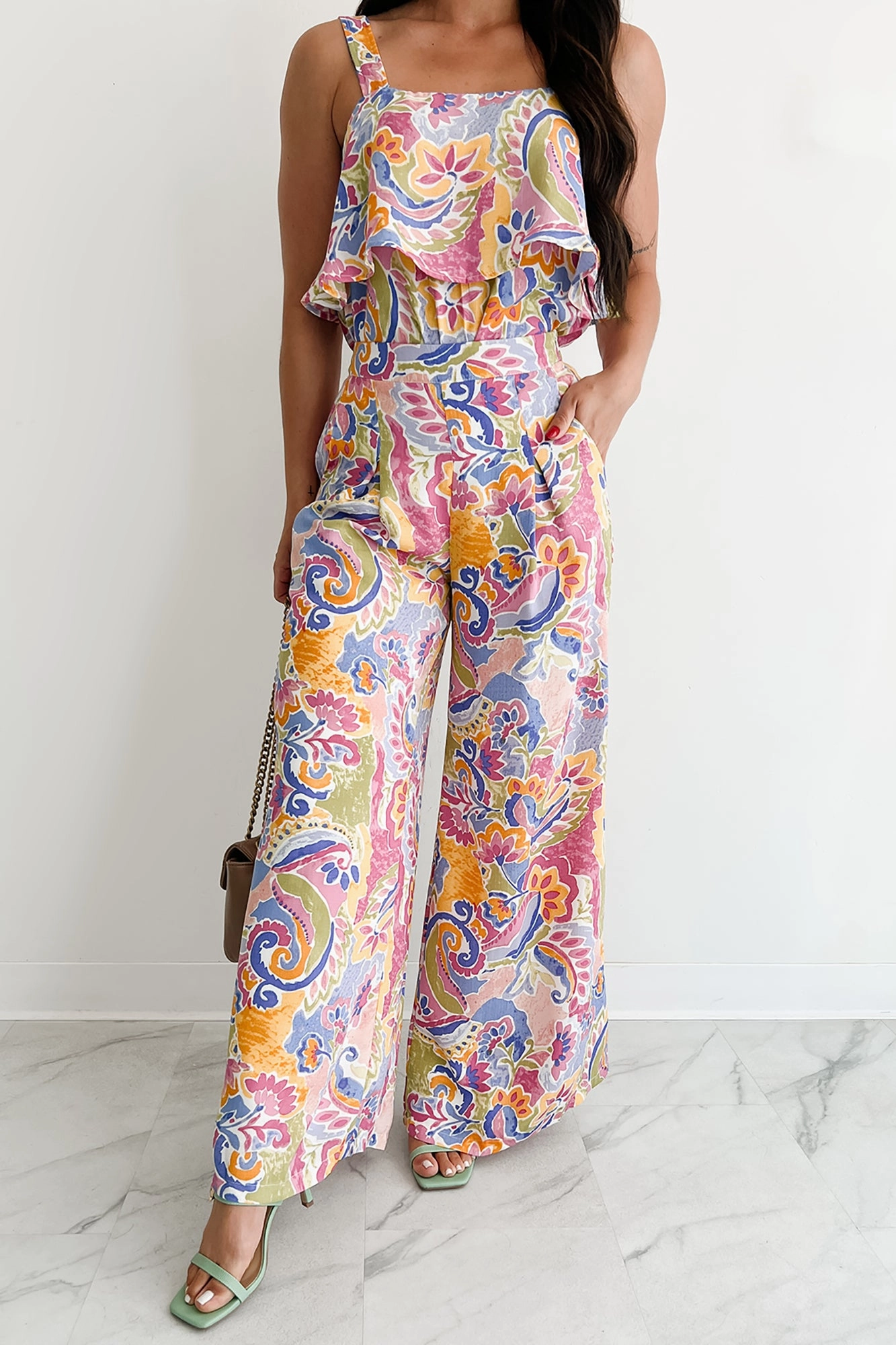 Sport Layer Colorful Imagination Printed Wide Leg Pants (Multi)