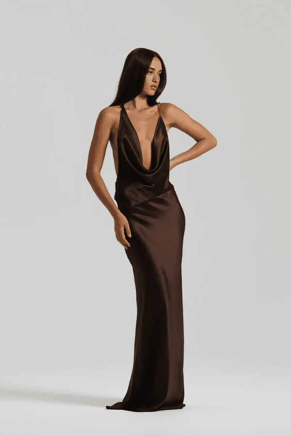 Gabi Gown Espresso Clean Chic Relax Draping