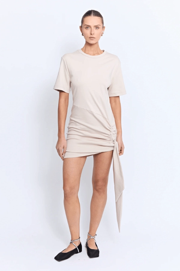Family Joy Winter-Season Bassette Mini Dress Ecru