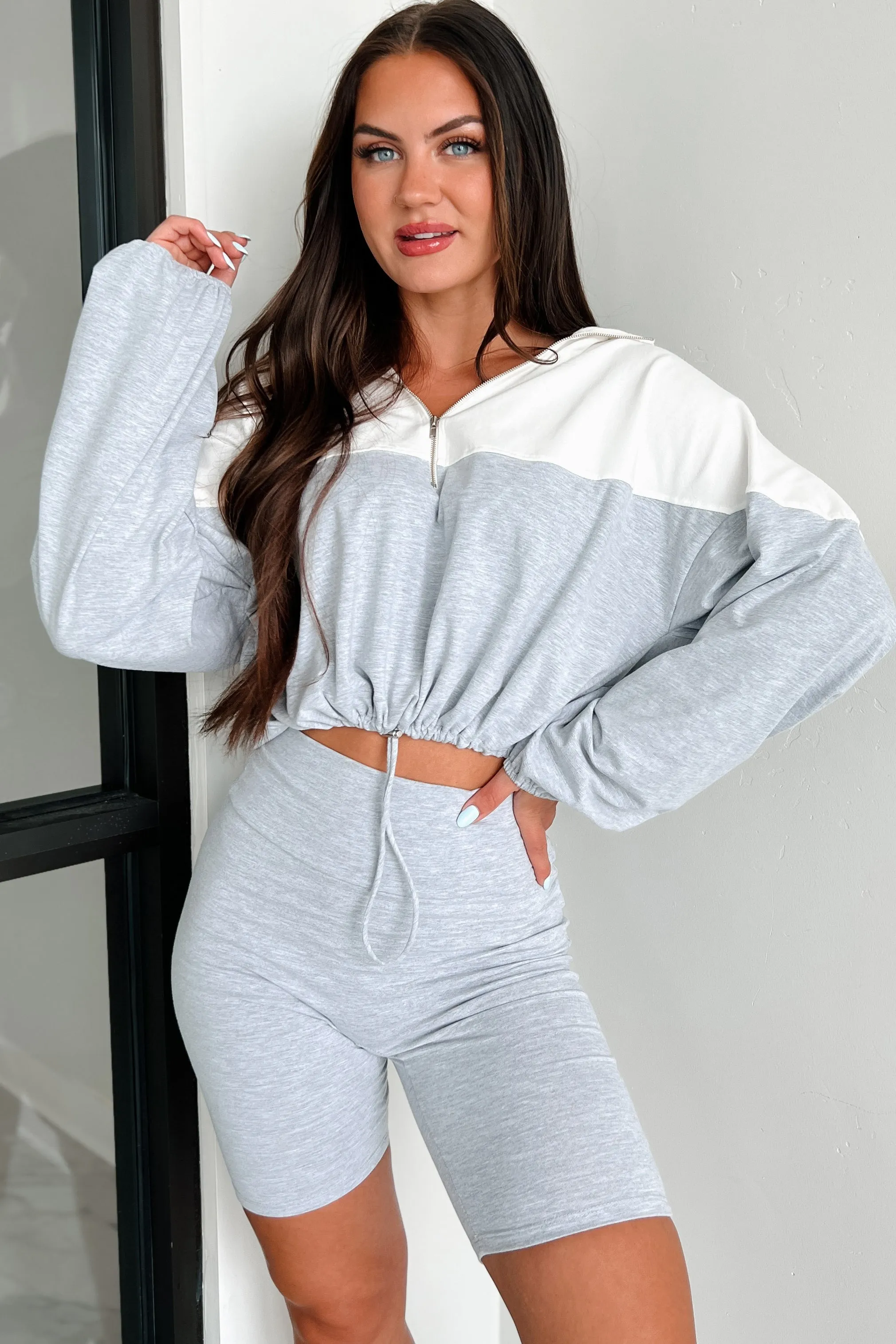 Feeling The Burn Athleisure Set (Light Heather Grey/Ivory) FeatherlightConstruction Adaptive Waistband