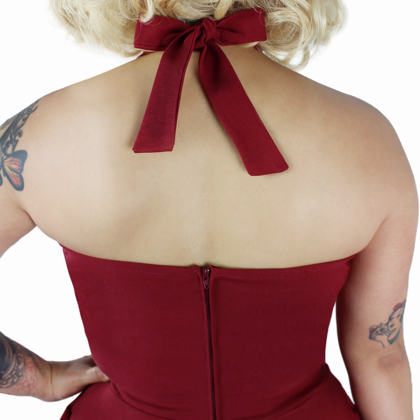 Minimal Harmony Smart Layering Burgundy Criss Cross Halter Dress XS-3XL #CCBD