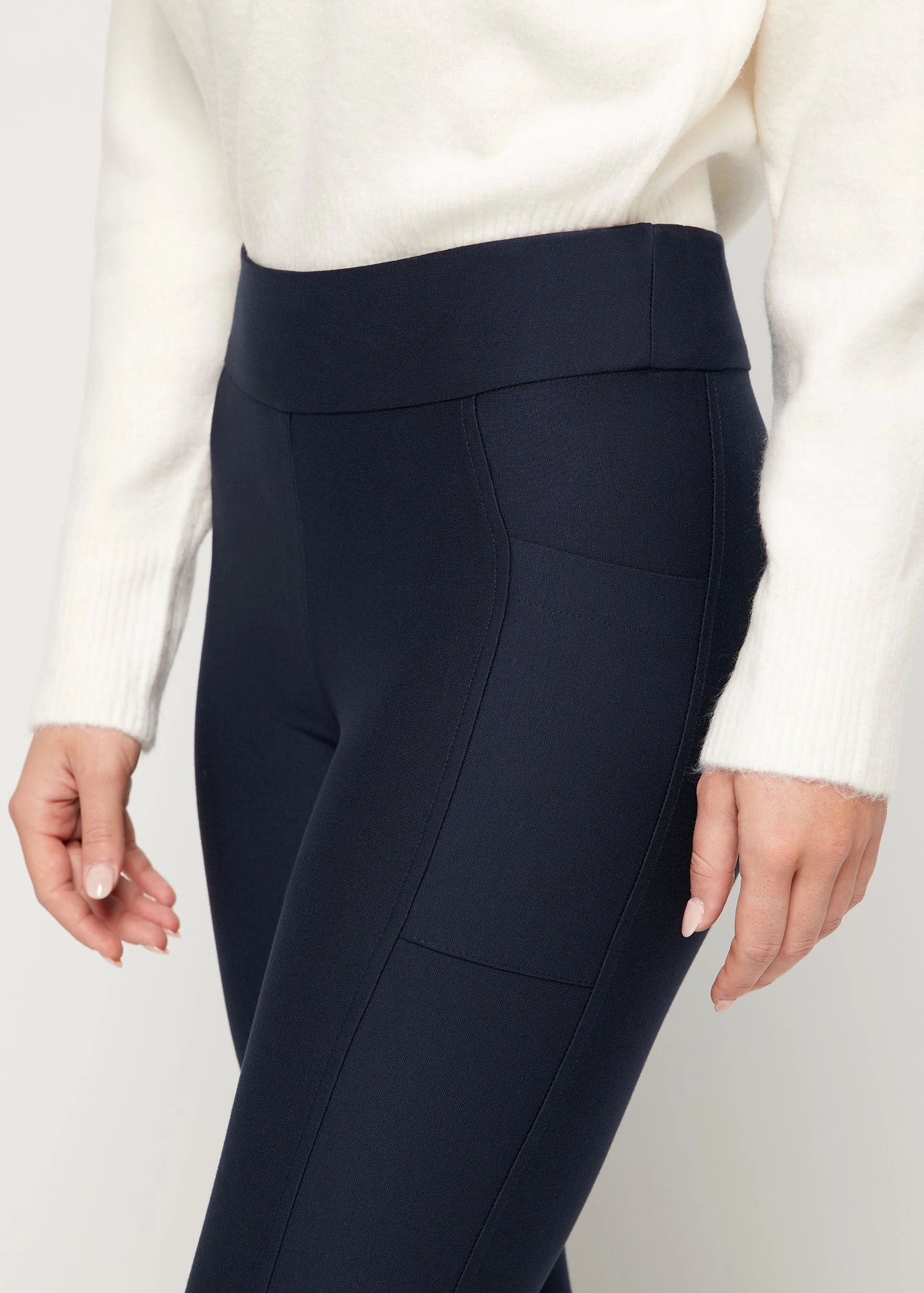 Jessica Navy Biker Pant With Side Pockets Sport Ready Fit
