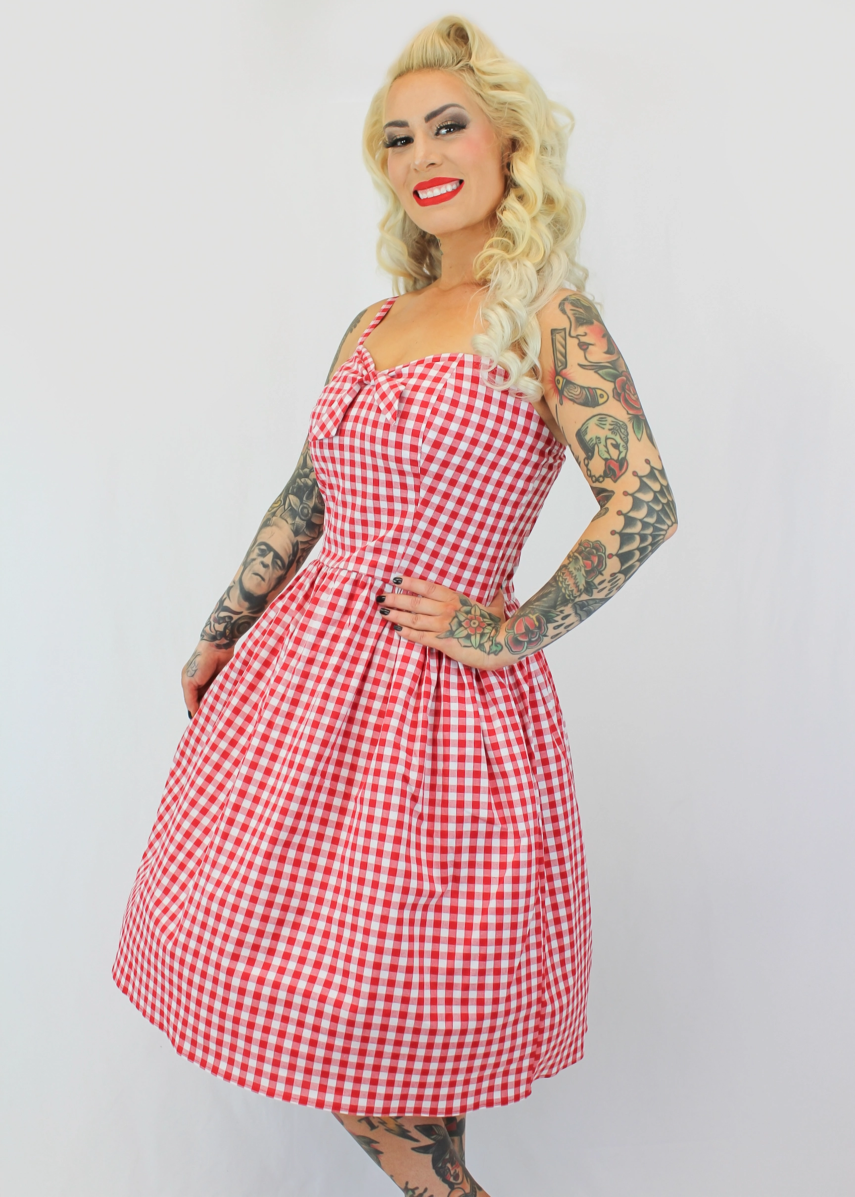 Red Gingham Dress With Adjustable Straps #SGD-RW Light Attitude