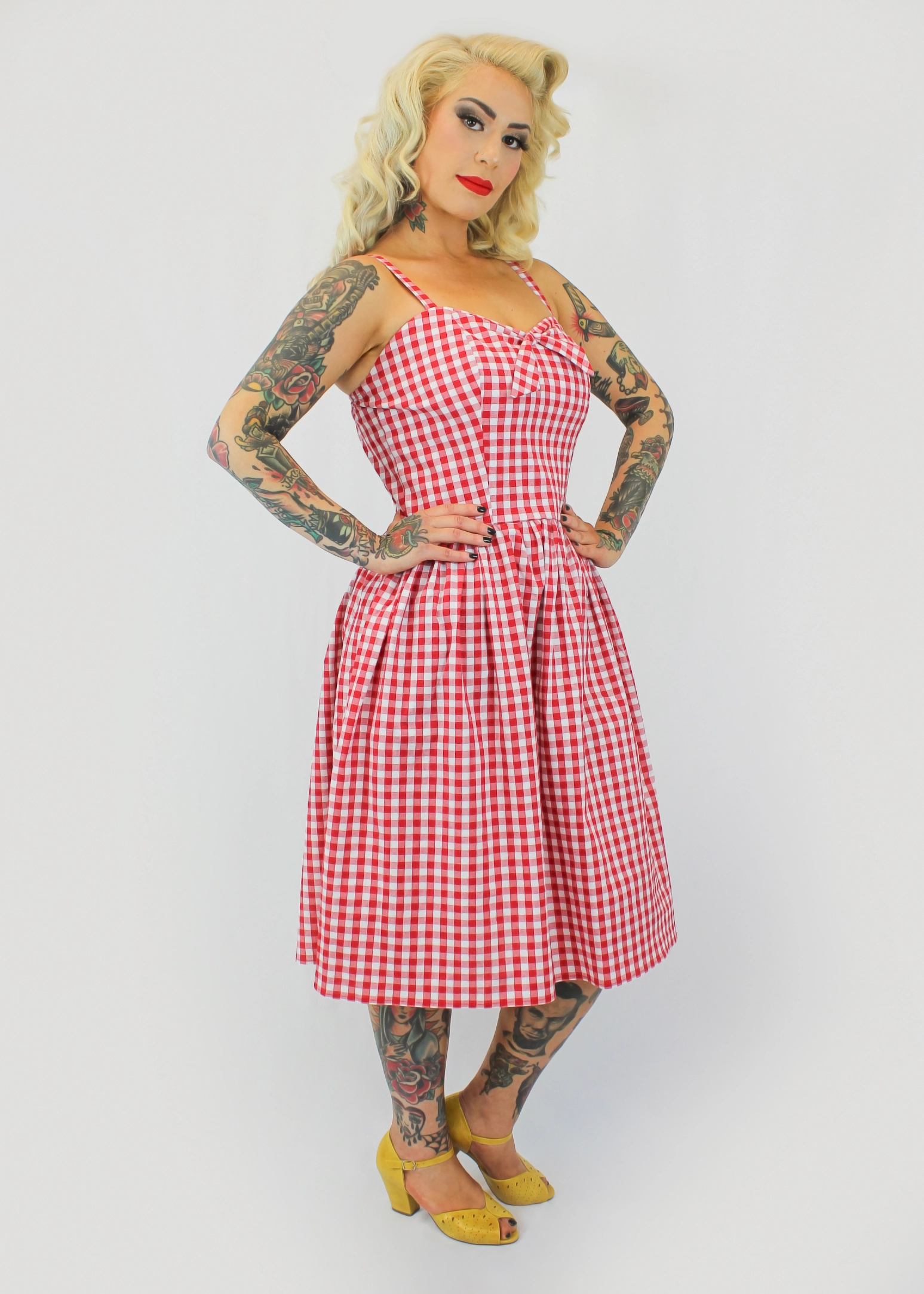 Timeless Touch Red Gingham Dress With Adjustable Straps #SGD-RW