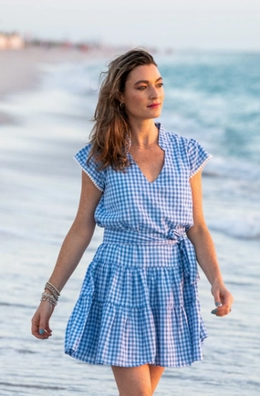 Emma Dress / Blue Gingham Feminine empire waist dress Wrap Charm