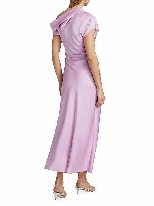 Office Classic Joanna Asymmetrical Draped Midi Dress Orchid