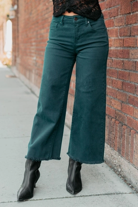 DurableConstruction Lightweight insulation Walter High Rise Wide Crop Risen Jeans (Hunter Green)