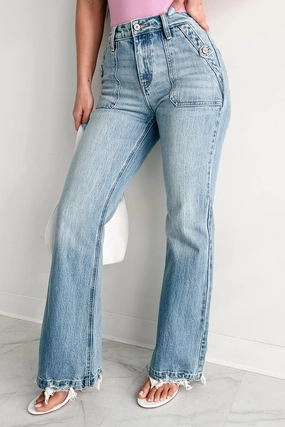 Fitzgerald High Rise Wide Flare Kancan Jeans (Medium) Non Irritating Fresh Fit