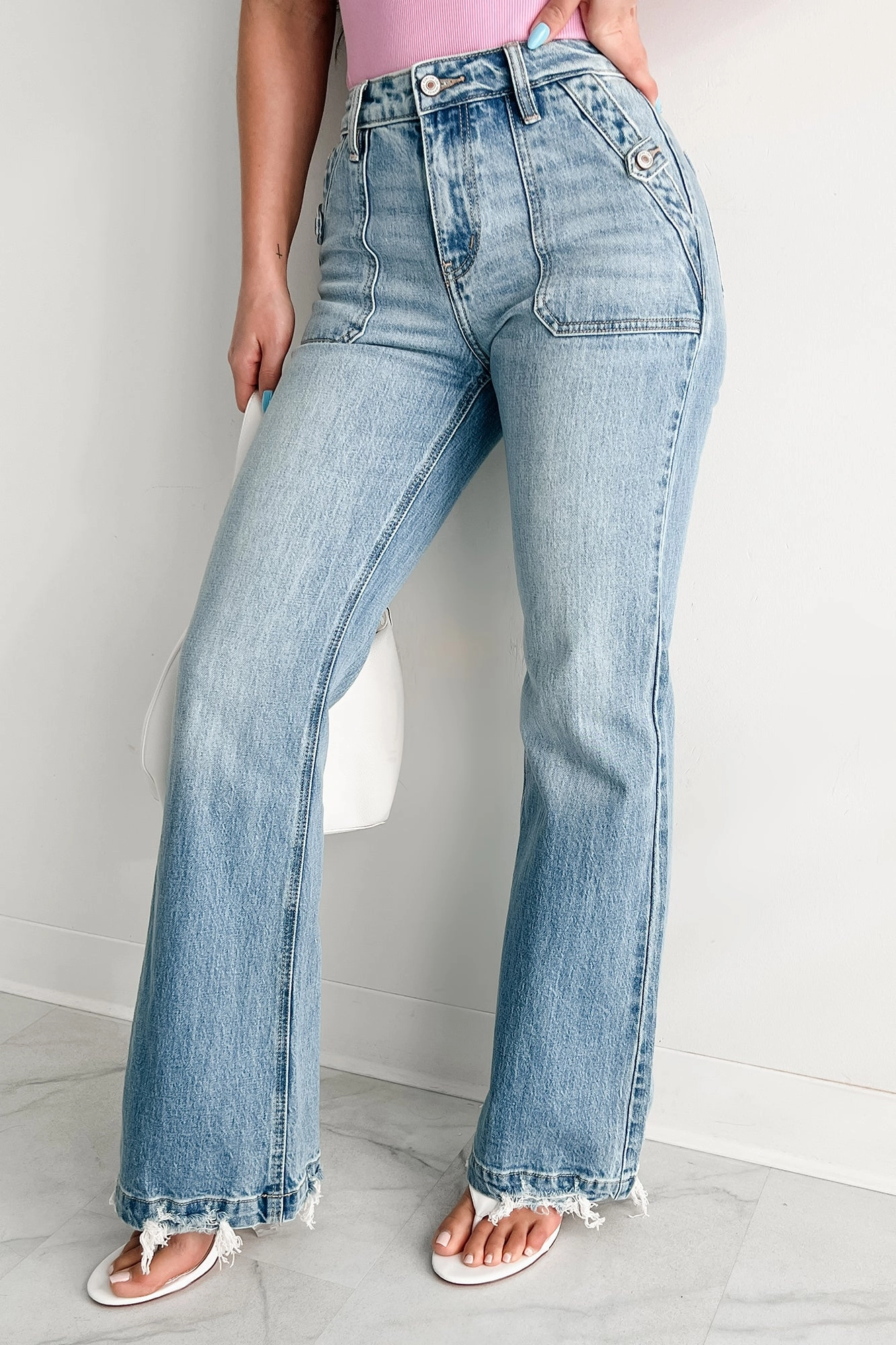 Fitzgerald High Rise Wide Flare Kancan Jeans (Medium) LightweightComfort Basic Look