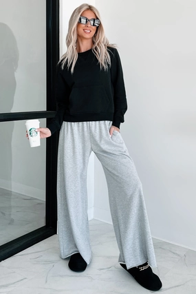 Sweat Resistant Chasing Relaxation Wide Leg Lounge Pants (Heather Grey)