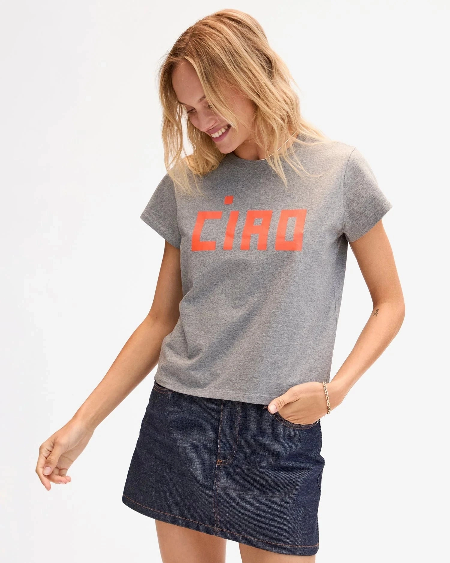 Classic Tee Grey Melange w/ Orange Ciao Stylish Hoodie