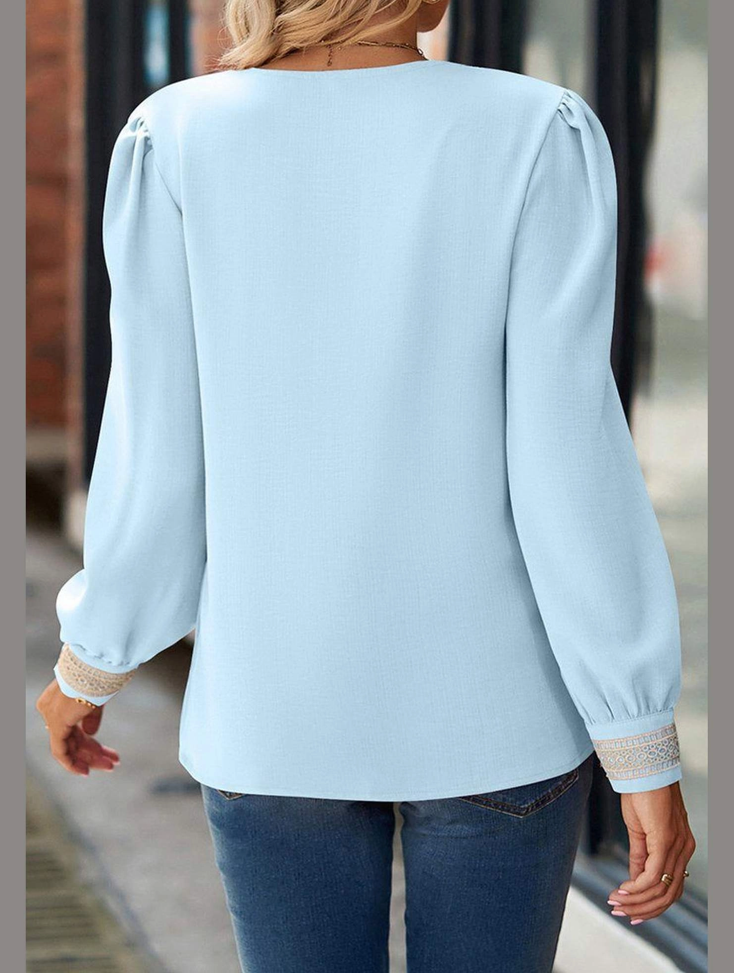 DurableBlend Soft Inner Lining WOMEN GUIPURE NECK AND CUFF DAILY BLOUSE