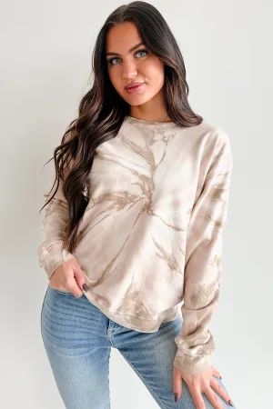 Simply Chillin' Tie Dye Sweatshirt (Taupe) Lightweight Knit