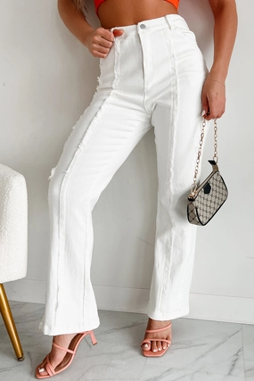 FadeResistantTreatment Trail Ready Controversial Views Frayed Flare Jeans (White)