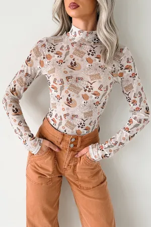 "Howdy Witch" NM Original Mesh Mock Neck Bodysuit (Howdy Witch) Relaxed Design AntiOdorTreatment