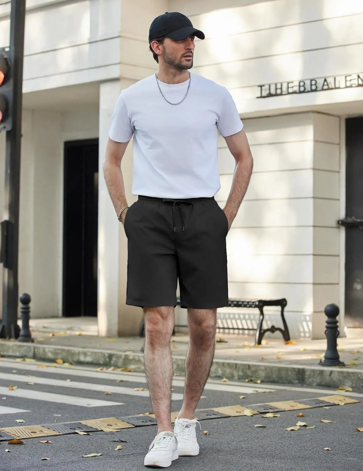 COOFANDY Mens Casual Shorts Elastic Waist Drawstring Shorts Lightweight Summer Beach Shorts