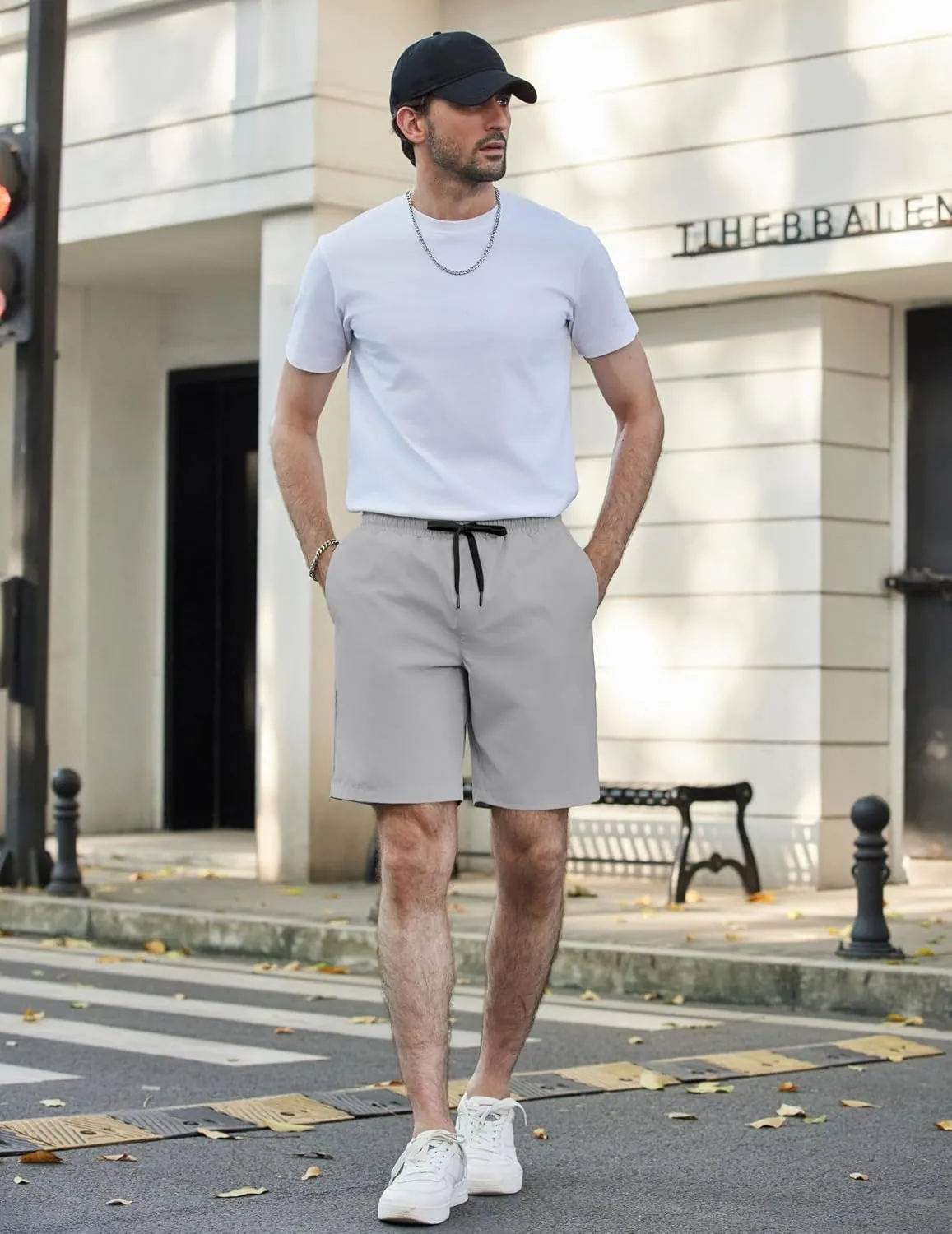 COOFANDY Mens Casual Shorts Elastic Waist Drawstring Shorts Lightweight Summer Beach Shorts