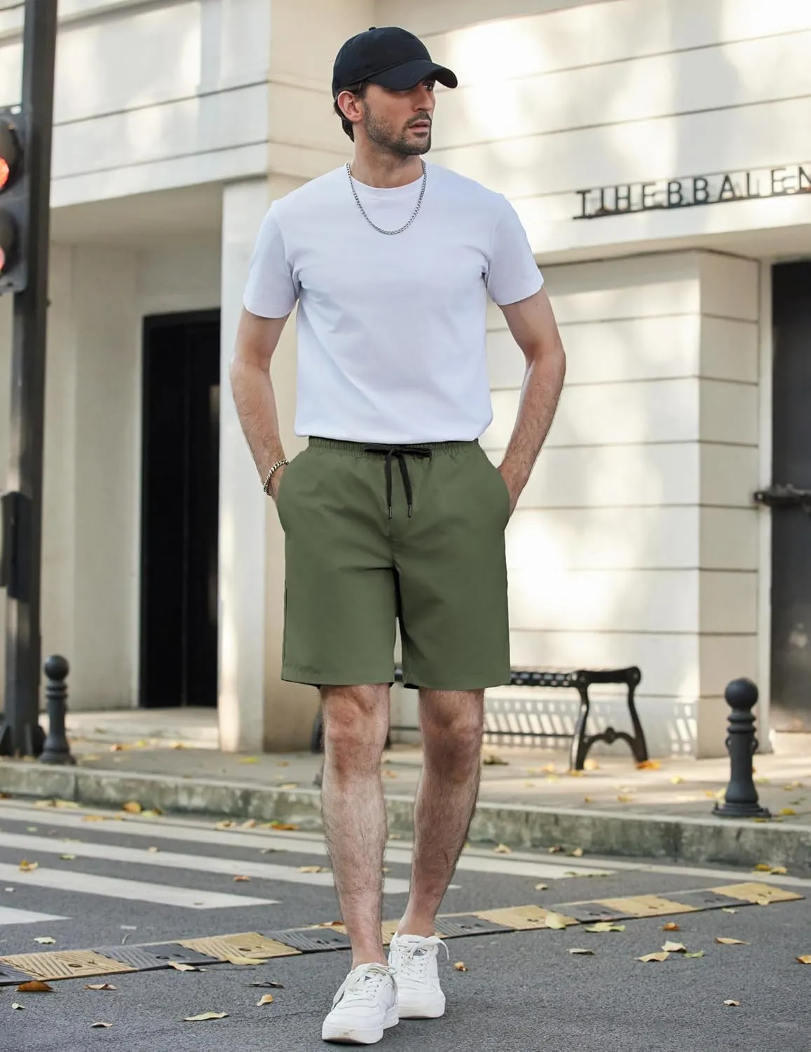 COOFANDY Mens Casual Shorts Elastic Waist Drawstring Shorts Lightweight Summer Beach Shorts