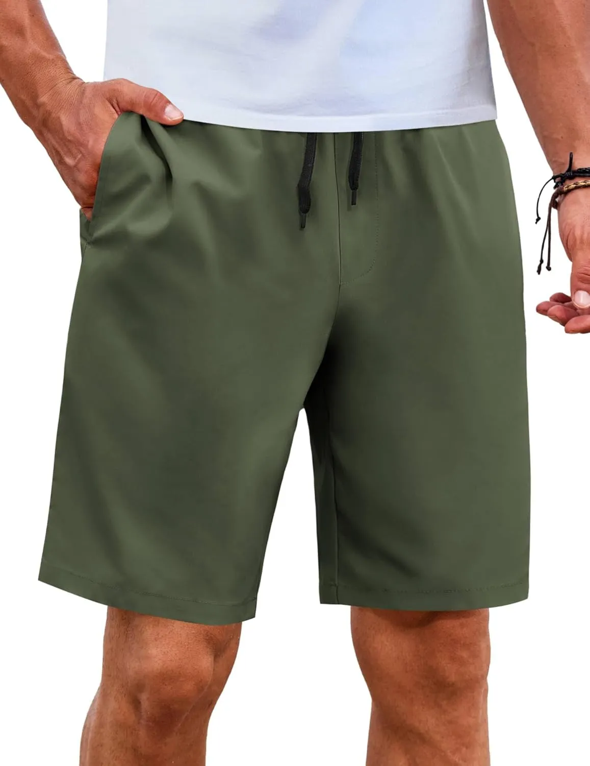 COOFANDY Mens Casual Shorts Elastic Waist Drawstring Shorts Lightweight Summer Beach Shorts