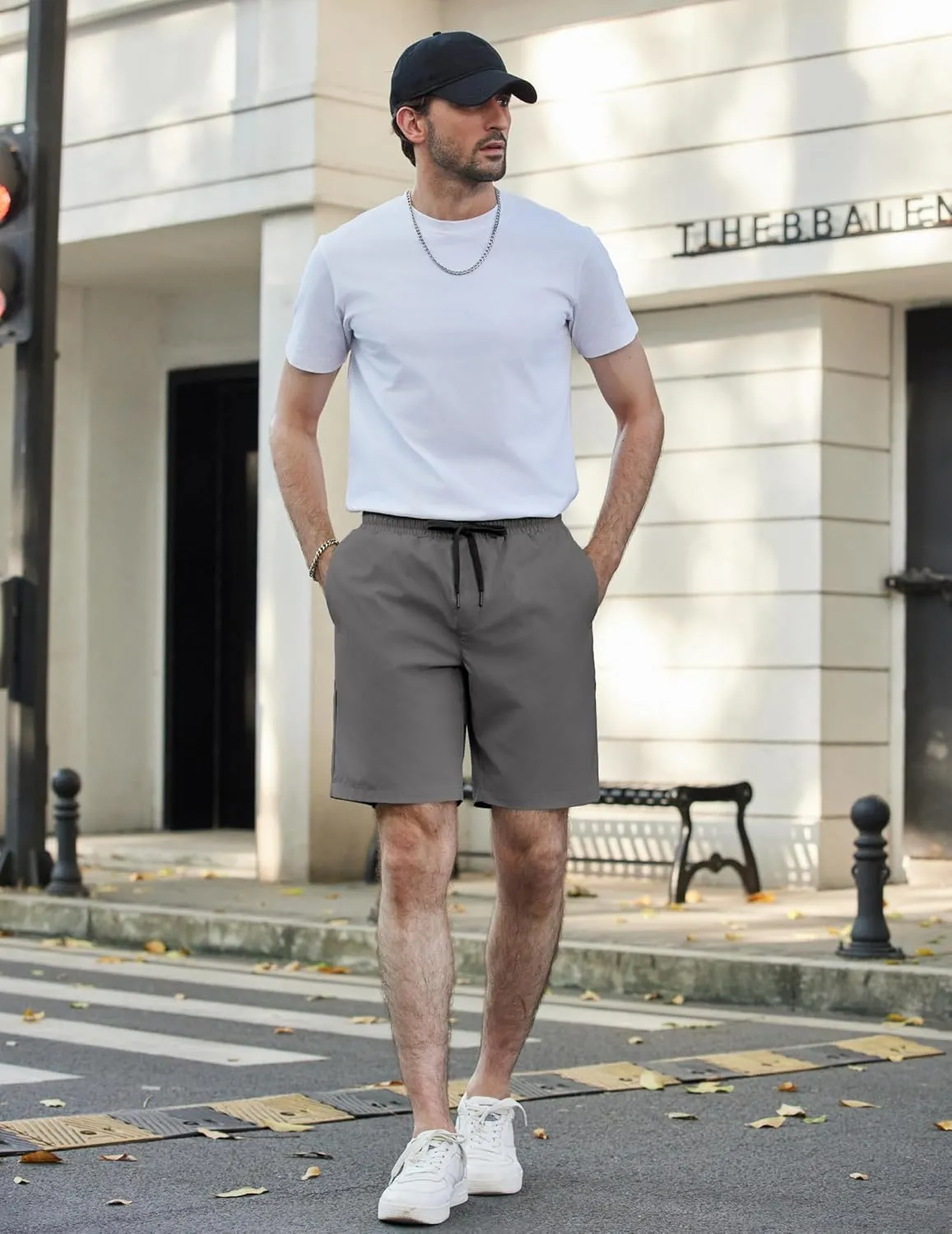 COOFANDY Mens Casual Shorts Elastic Waist Drawstring Shorts Lightweight Summer Beach Shorts